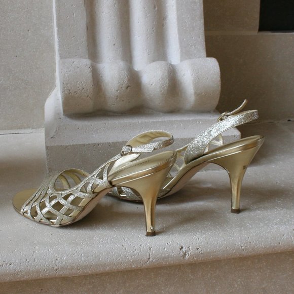 Adrianna Papell Boutique Gold Strap Heels  Size 9.5  M - Picture 3 of 9